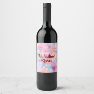 Pastell-Liebe und Romantik Valentinstag Weinlabel Weinetikett