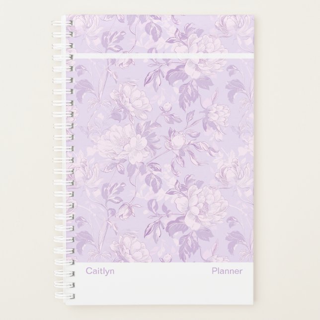 Pastell-Lila-Blumenmuster Kleiner Planer (Vorderseite)
