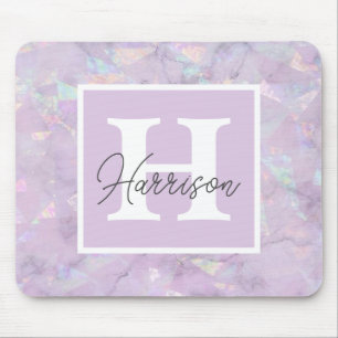 Pastell Lila Crystal Geode Monogram Name Mousepad