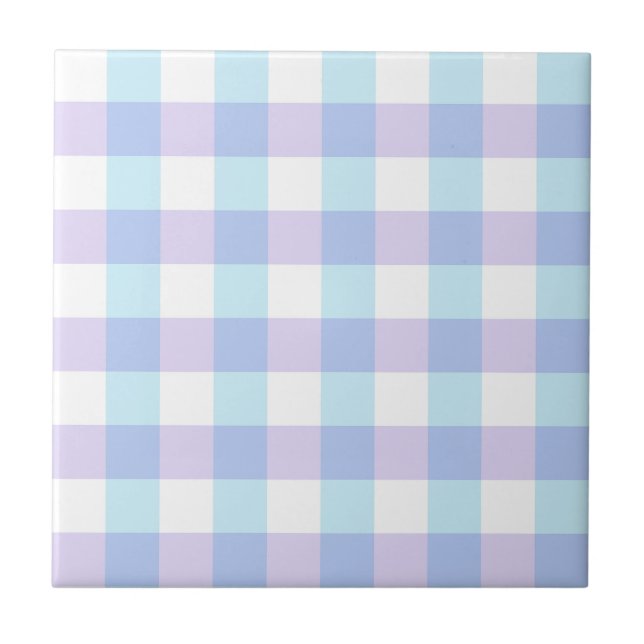 Pastell-Lila-Gingham Fliese (Vorderseite)