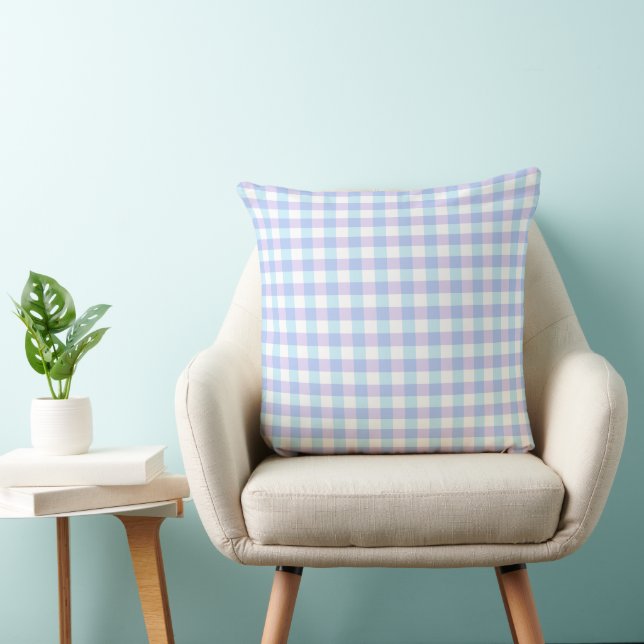 Pastell-Lila-Gingham Kissen (Stuhl )