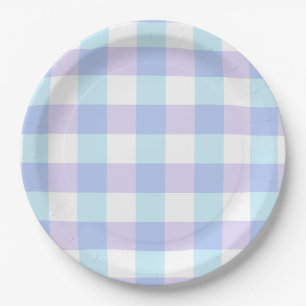 Pastell-Lila-Gingham Pappteller