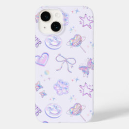 Pastell-Lila Holografisches Y2K Kitsch Jelly Muste Case-Mate iPhone 14 Hülle