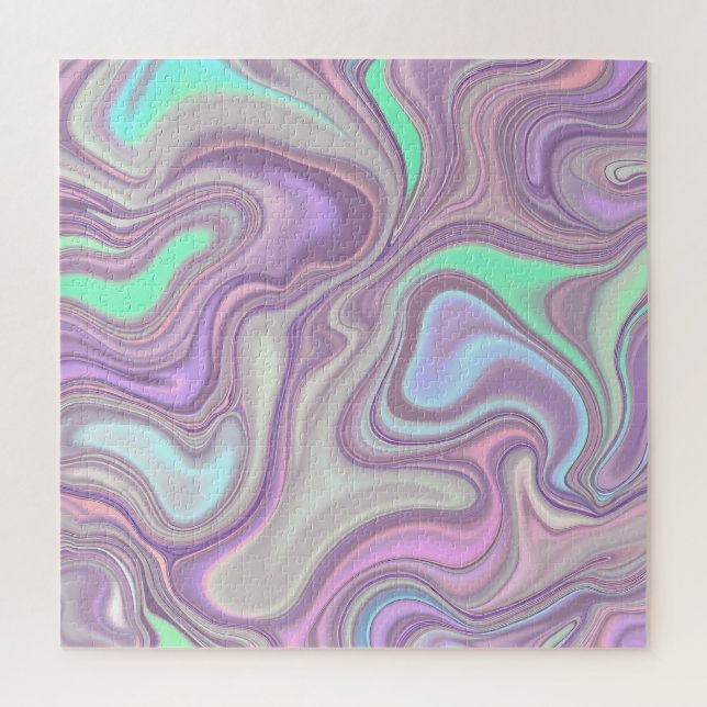 Pastell-Lila-Marmor-Wirbelmuster Puzzle (Vertikal)