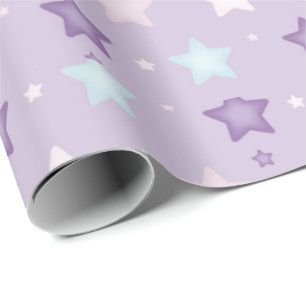 Pastell Lila Multicolor Stars Geschenkpapier