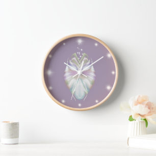 Pastell-Lila-Orakel-Eule Uhr