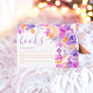 Pastell lila orangefarbene Blumenbücher für die Ba Begleitkarte