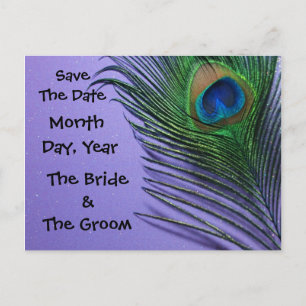 Pastell Lila Peacock Save the Date Postkarte
