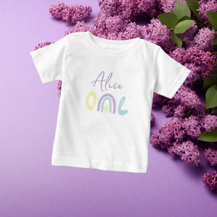 Pastell-Lila-Regenbogen zum 1. Geburtstag Baby T-shirt