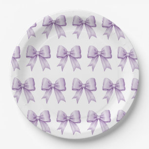 Pastell Lila Vintag Satin Bow Muster Pappteller