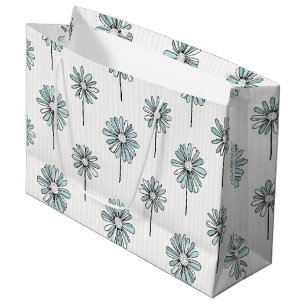 Pastell-Linienkunst-Daisy-Streifen Große Geschenktüte