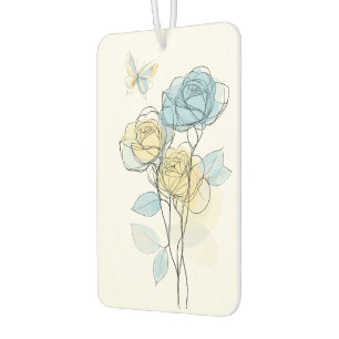 Pastell-Linienkunst-Rosen Autolufterfrischer