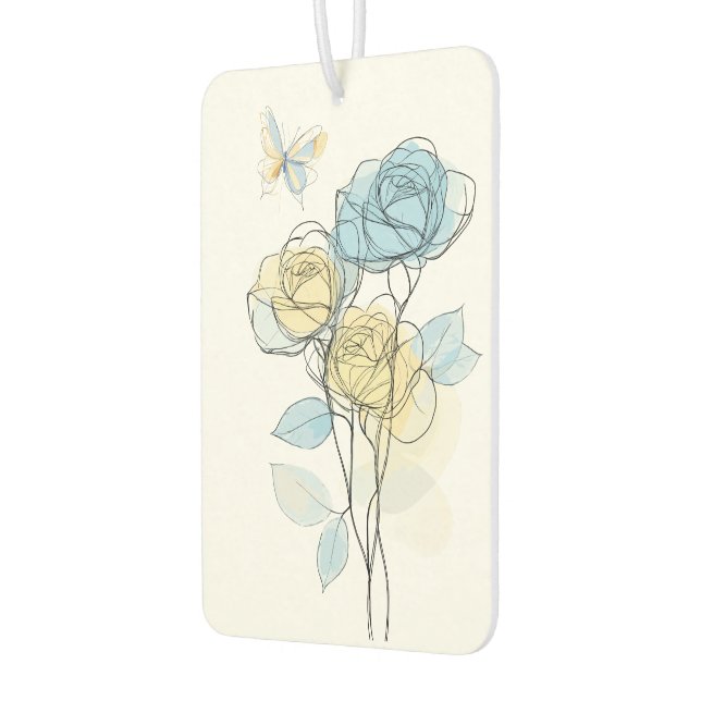 Pastell-Linienkunst-Rosen Autolufterfrischer (Links)