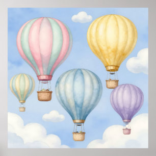 Pastell-Luftballons Himmel Poster