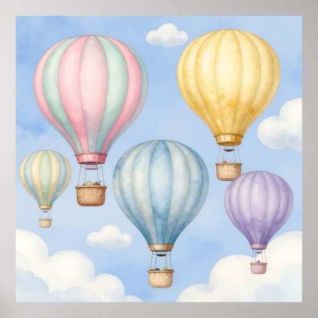 Pastell-Luftballons Himmel Poster (Vorne)