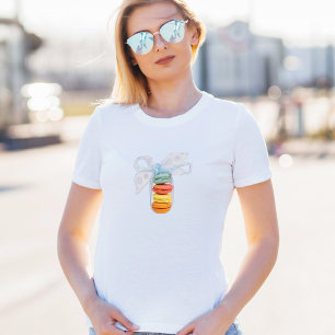 Pastell-Macarons mit blauem Band T-Shirt