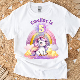 Pastell Magisches Einhorn Regenbogen Glitzer Gebur T-Shirt