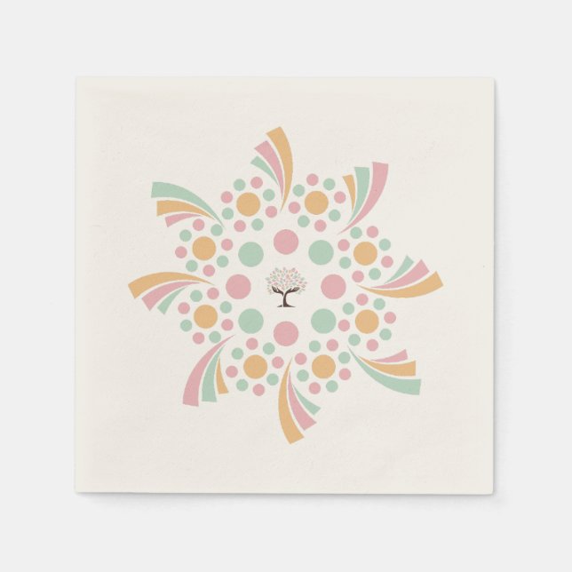 Pastell-Mandala Baum des Lebens  Serviette (Vorderseite)