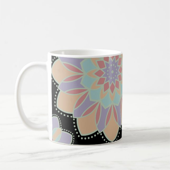 Pastell-Mandala-Blumen-Tasse Kaffeetasse (Links)