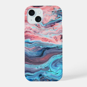 Pastell-Marmor-Fluid-Art-Telefonhülle   Rosa und B iPhone 15 Hülle