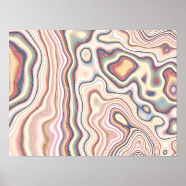Pastell-Marmor-Harmonie-Fluss Poster (Vorne)