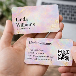 Pastell-Marmor mit Gold-Textur-QR-Code  Visitenkarte