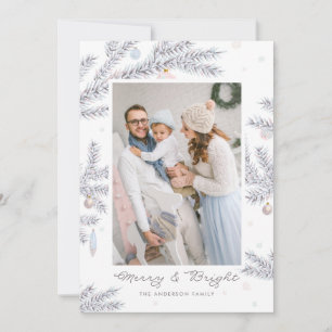 Pastell Mattierte Pine Needles Merry & Bright Foto Feiertagskarte