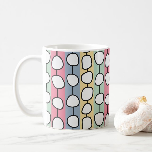 Pastell MCM farbenfrohe Linien Kaffeetasse (Mit Donut)