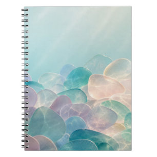 Pastell-Meeresglas Aqua-Küsthetik Spiral Notizbuch Notizblock