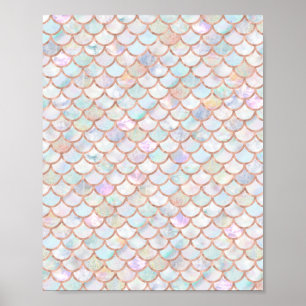 Pastell Mermaid Scales Muster Rose Gold Poster