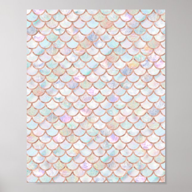 Pastell Mermaid Scales Muster Rose Gold Poster (Vorne)