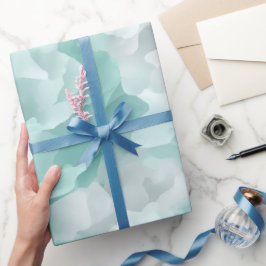Pastell-Mint-Aquamarin-Sanftdrift-Weiß Abstraktes  Geschenkpapier