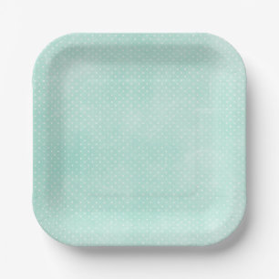 Pastell Mint Blau Türkis Kleine Punkte Pappteller