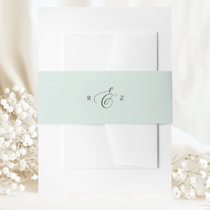Pastell-Mint Elegant Einfaches Monogramm Hochzeit Einladungsbanderole