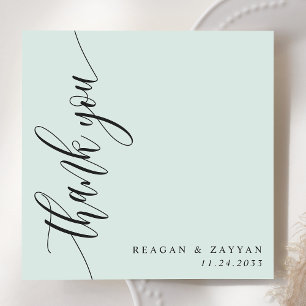 Pastell-Mint-Kalligrafie-Schrift Hochzeit Dankeskarte