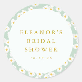 Pastell Mint Sage Daisy Brautparty Custom Runder Aufkleber