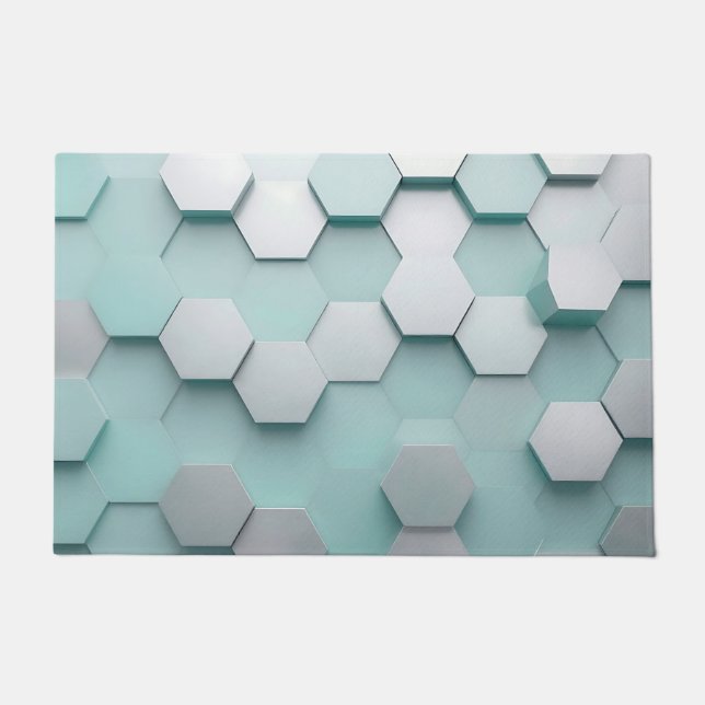 Pastell-Mint-Sechseck 3D-Mosaik Fußmatte (Vorderseite)