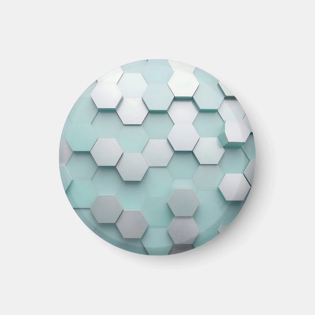 Pastell-Mint-Sechseck 3D-Mosaik Magnet (Vorne)