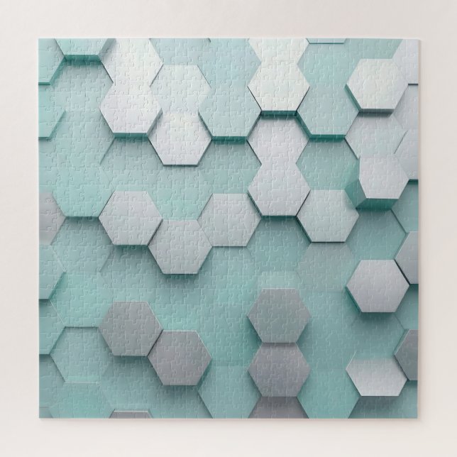 Pastell-Mint-Sechseck-3D-Mosaik Puzzle (Vertikal)