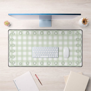 Pastell-Mint-Segensrand-Gingham-Wellensaum Schreibtischunterlage
