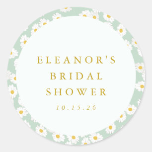 Pastell-Minz-Salbei-Daisy-Blumen-Brautparty-Brauch Runder Aufkleber