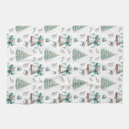 Pastell Minze und Rosa Weihnachten Nahtlose Muster Geschirrtuch