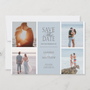 Pastell Modern Vier Foto Save the Date Karte