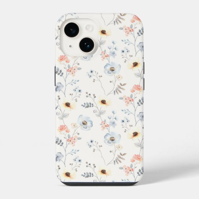 Pastell-Mohn-Blumengarten-Muster iPhone Hülle (Rückseite)