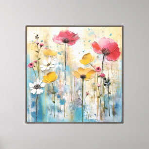 Pastell-Mohn-Impasto-Ölgemälde Leinwanddruck