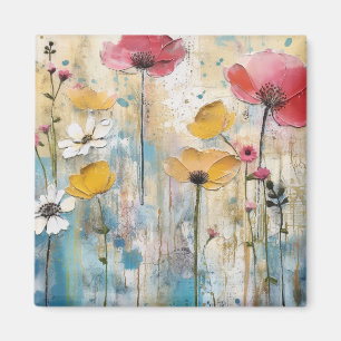 Pastell-Mohn-Impasto-Ölgemälde Magnet