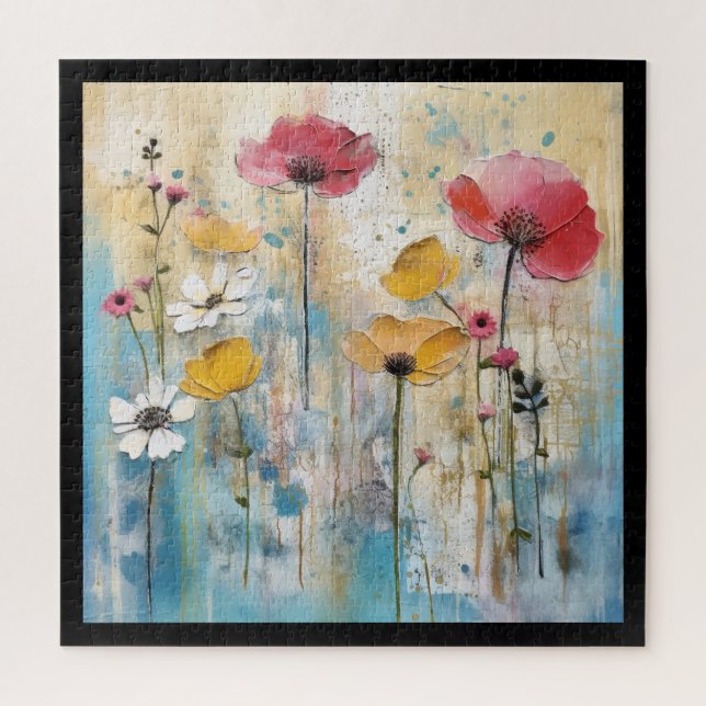 Pastell-Mohn-Impasto-Ölgemälde Puzzle (Vertikal)
