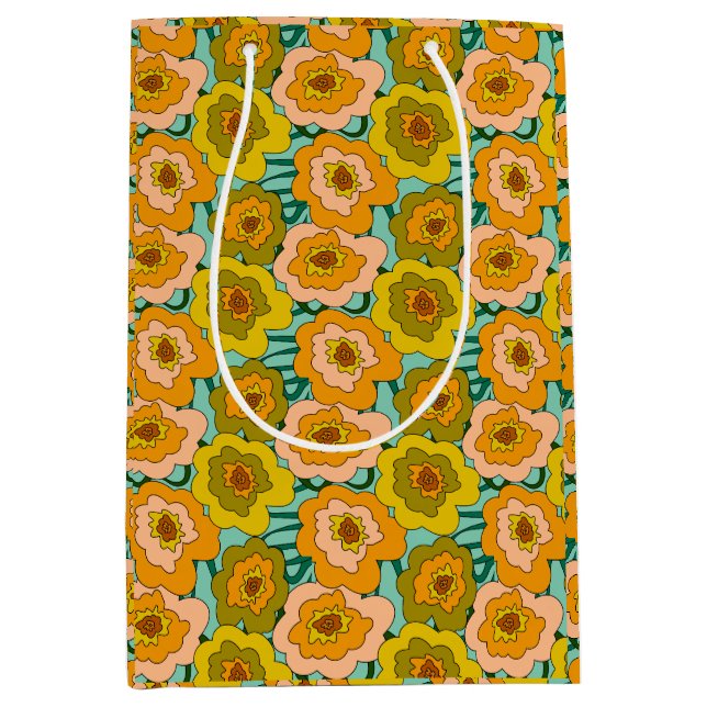 Pastell-Mohn-Wrappings-Papiertüte Mittlere Geschenktüte (Vorderseite)