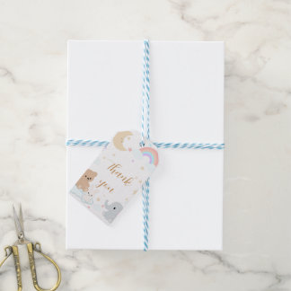 Pastell-Mond- und Regenbogen-Baby-Shower-Geschenka Geschenkanhänger