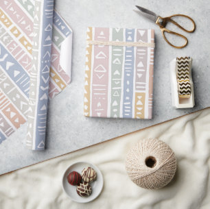 Pastell-Mudcloth Geometrischer Streifen Geschenkpapier
